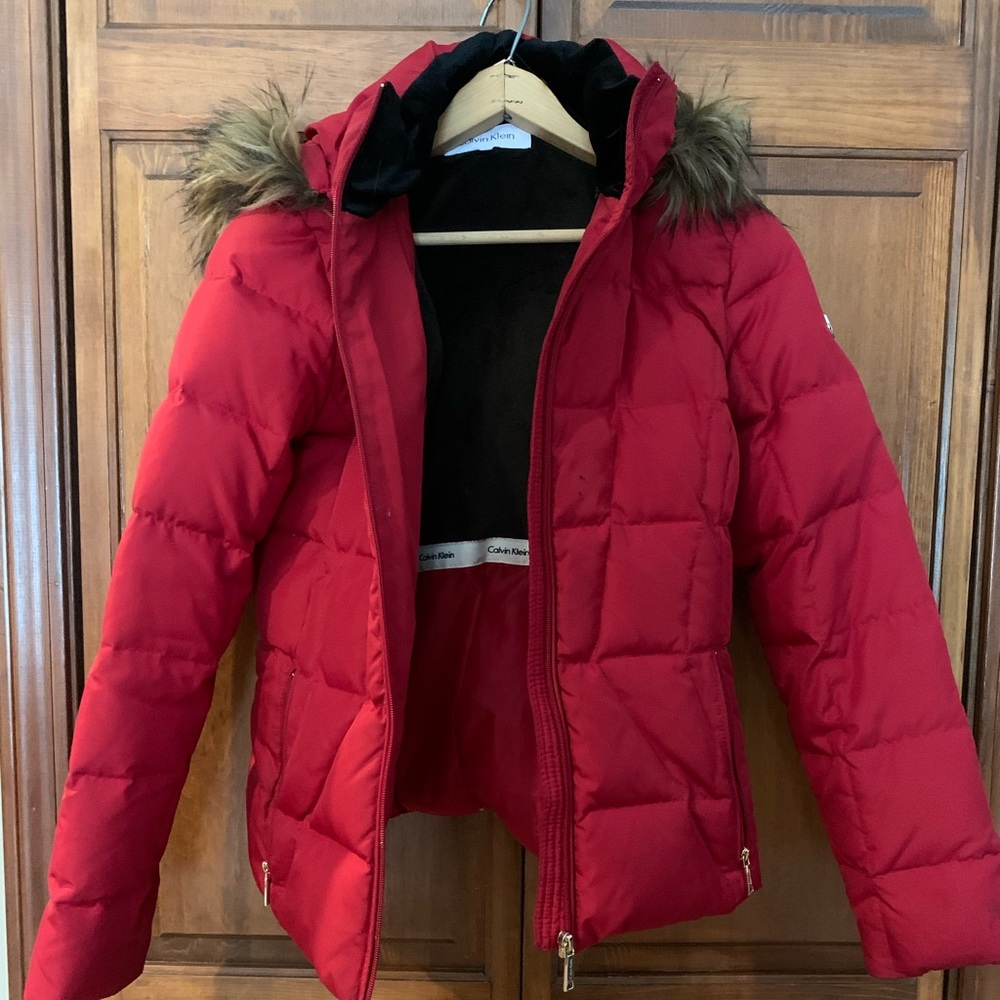Calvin Klein Fur Hood Puffer Coat